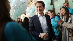 Sebastian Kurz, Austrian Foreign Minister and leader of the conservative Austrian People's Party (OeVP), arrives to speak to supporters outside OeVP headquarters on October 13, 2017 in Vienna, Austria. Austria faces parliamentary elections on October 15 and the OeVP is currently leading in polls. Many analysts predict the OeVP will form a coalition with the right-wing Austria Freedom Party (FPOe) in the next Austrian government.