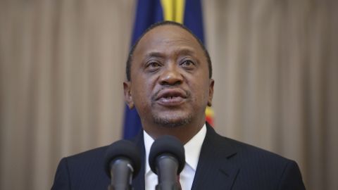 Kenya's President Uhuru Kenyatta speaks at the State House in Nairobi on 21 September.