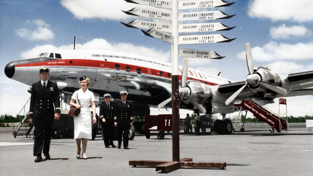 <strong>Super Constellation: </strong>The flying boats were superseded by converted Lancaster bombers and then pressurized four-engine Lockheed Constellations. In 1958, Qantas was the first airline to launch a round-the-world service with the Super Constellation. 