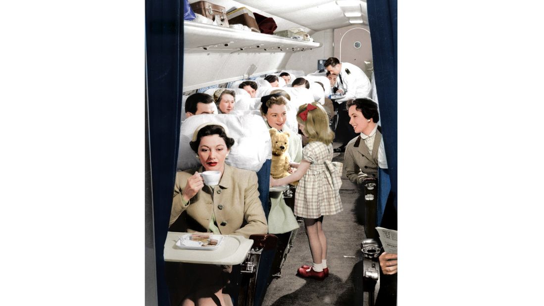 <strong>Cabin clutter: </strong>From the exclusive luxury of the flying boats, the more recognizable cattle class of today was taking shape. 