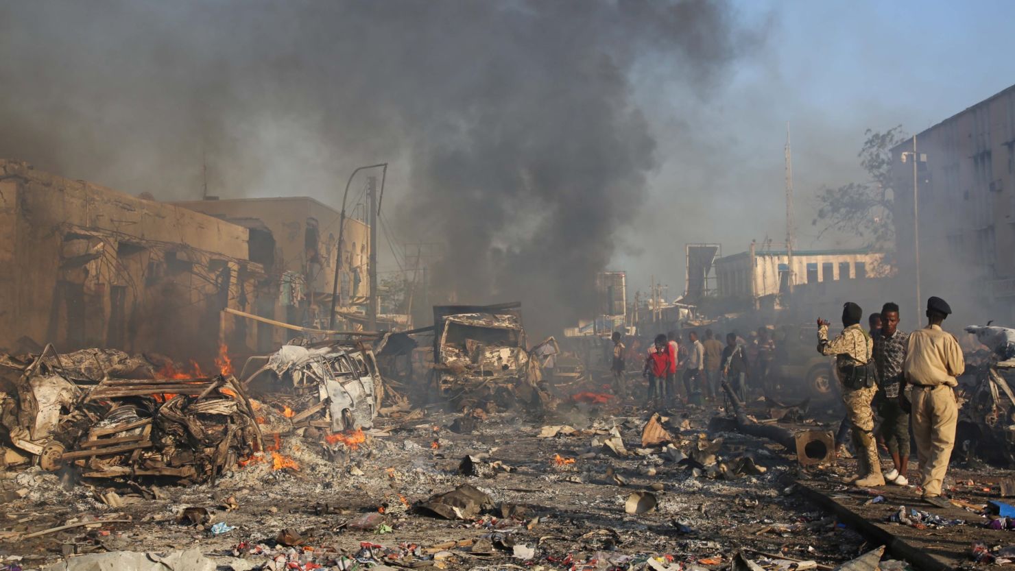 At least 20 people died and others were wounded in a bombing Saturday in Mogadishu, 