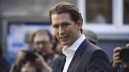 Sebastian Kurz, leader of conservative OVP party, arrives at a polling station to cast his vote in parliamentary election in Vienna, Austria on October 15, 2017. 