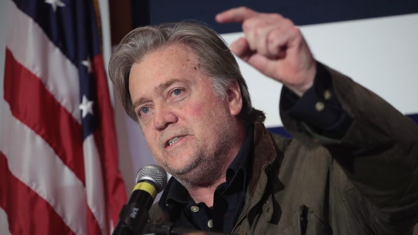Former advisor to President Donald Trump and executive chairman of Breitbart News, Steve Bannon introduces Roy Moore, Republican candidate for the U.S. Senate in Alabama, at an election-night rally on September 26, 2017 in Montgomery, Alabama. Moore, former chief justice of the Alabama supreme court, defeated incumbent Sen. Luther Strange (R-AL) in a primary runoff election for the seat vacated when Jeff Sessions was appointed U.S. Attorney General by President Donald Trump. Moore will now face Democratic candidate Doug Jones in the general election in December. 