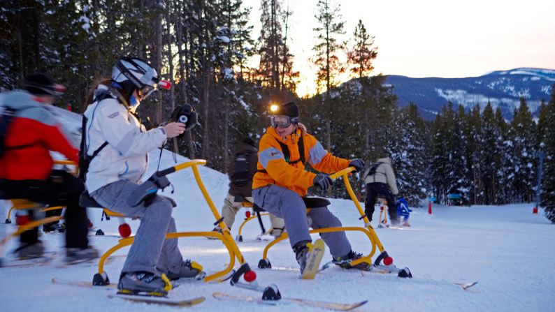 <strong>Bike down the slopes:</strong> From mid-December until early April, Adventure Ridge hosts visitors who want to bike down the snowy slopes. Visitors can choose more traditional (no-snow) mountain biking in the summer months. 