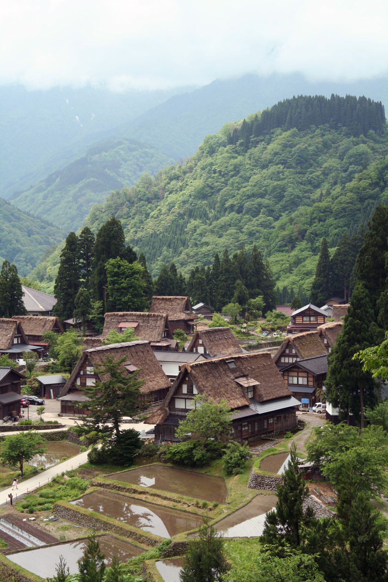 Japan's minka houses feature steep thatched roofs and projecting eaves. Found throughout the country, the exact style of minka buildings depends on the local climate and the status of their owner.