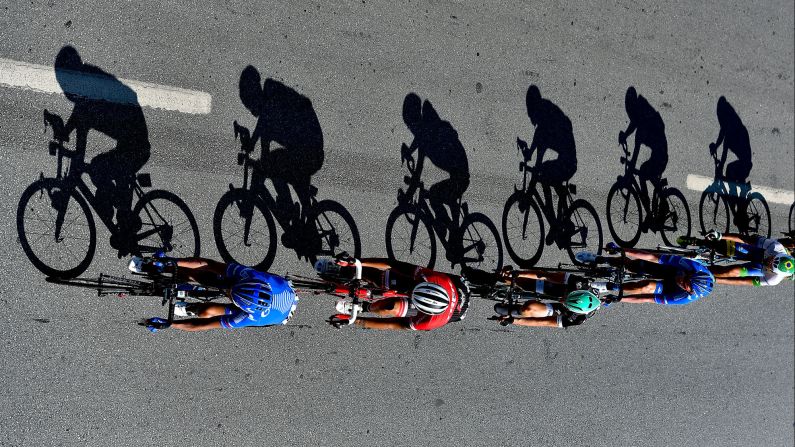 Cyclists compete during Stage 1 of the 53rd Presidential Cycling Tour of Turkey on Tuesday, October 10, in Alanya, Turkey.