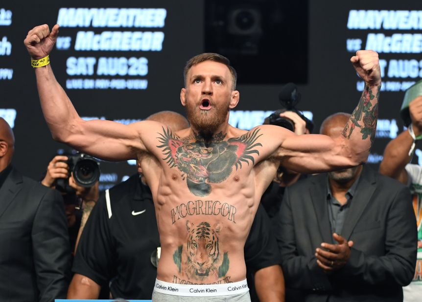 UFC star Conor McGregor has clearly been a regular visitor to the tattoo parlor over the last 18 months. He has a large tattoo across his abdomen and his left forearm, and a silverback gorilla wearing a crown on his chest. 