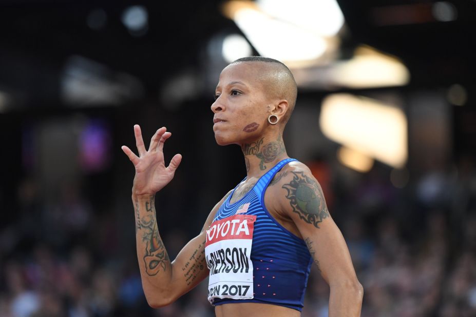 US high jumper Inika McPherson caught the eye at this year's World Athletics Championships in London. The 5ft 4in athlete has reportedly over 30 tattoos. 