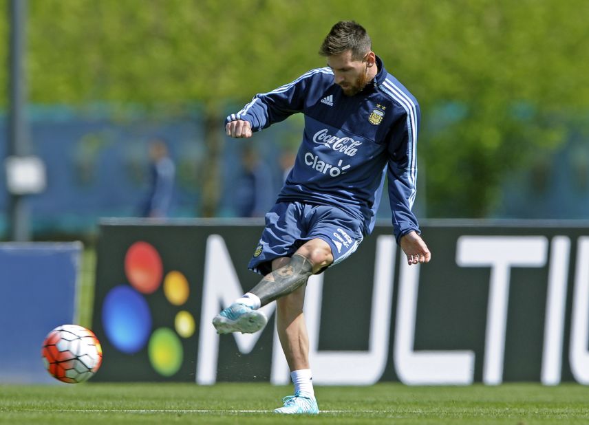 Barcelona star Lionel Messi has quietly been accumulating quite a collection over the years. The Argentine's left leg is now all covered in black from the knee down, except for 'No.10' and two hands alongside the name of his son, Thiago. 