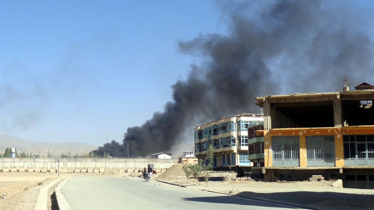 Smoke billows from the scene of one of the bombings Tuesday in Gardez, Afghanistan.