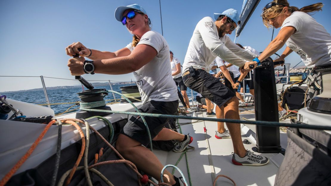 Practicing on board Turn the Tide on Plastic. 