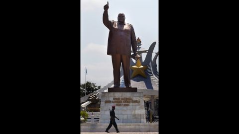 A statue of slain Congolese President Mzee Laurent Desire Kabila in Kinshasa, Democratic Republic of Congo.