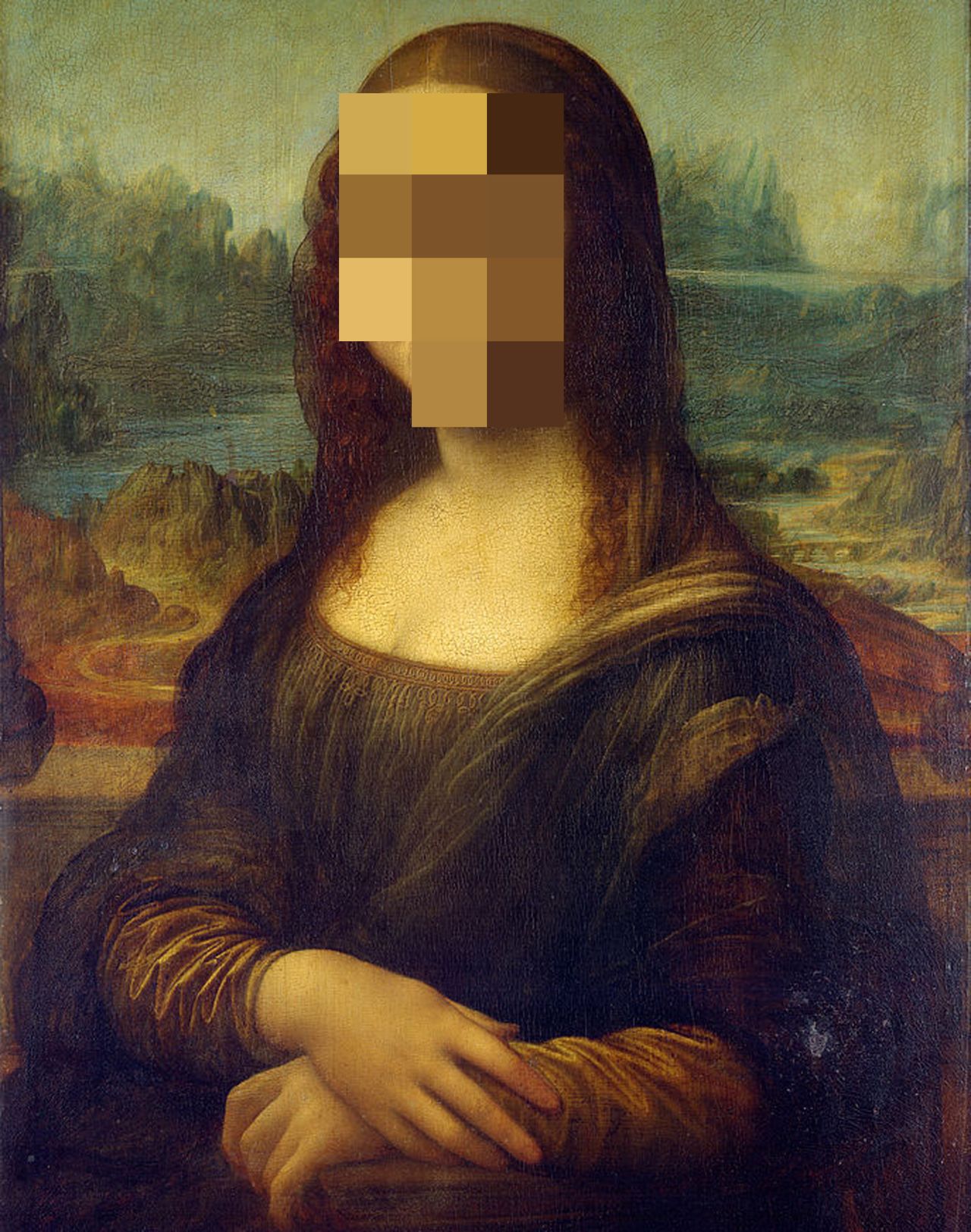 This Jonathan Lewis work also appropriates "Mona Lisa." 