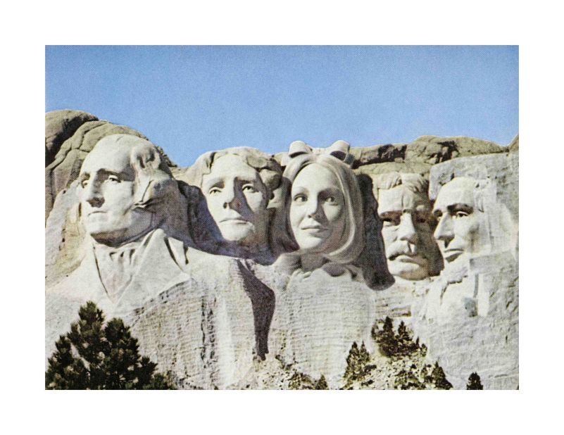 The famous Mount Rushmore landmark (where four of America's presidents are carved into the southeastern face of the mountain) looks slightly different in this image, thanks to artist Hank Willis Thomas. 