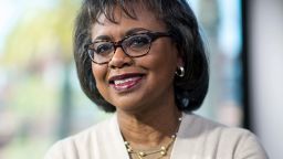 Anita Hill, professor of social policy, law and women's studies at Brandeis University, stands for a photograph after a Bloomberg Technology interview in San Francisco, California, U.S., on Thursday, April 20, 2017. Kapor Capital partner Ellen Pao and Hill discussed harassment in the workplace, as well as diversity and gender equality. Photographer: David Paul Morris/Bloomberg via Getty Images