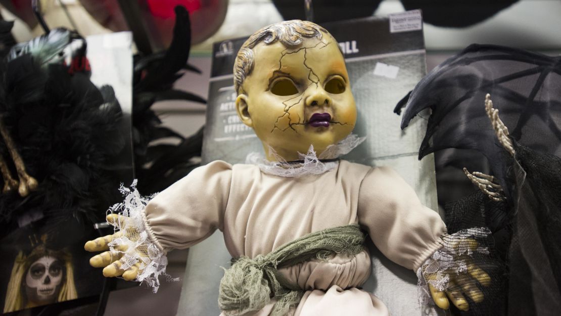 This creepy doll is one of 2017's biggest sellers in the retail section of Angels Fancy Dress. 