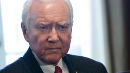 Sen. Orrin Hatch (R-UT), Chairman of the Senate Finance Committee, listens to U.S. President Donald Trump speak during a meeting  with members of the Senate Finance Committee and his economic team October 18, 2017 at the White House in Washington, D.C. (Chris Kleponis-Pool/Getty Images)