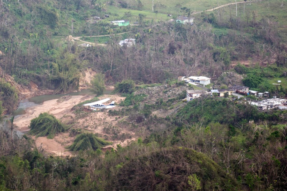 Flying to Mayaguez in western Puerto Rico takes you over mudslide after mudslide.