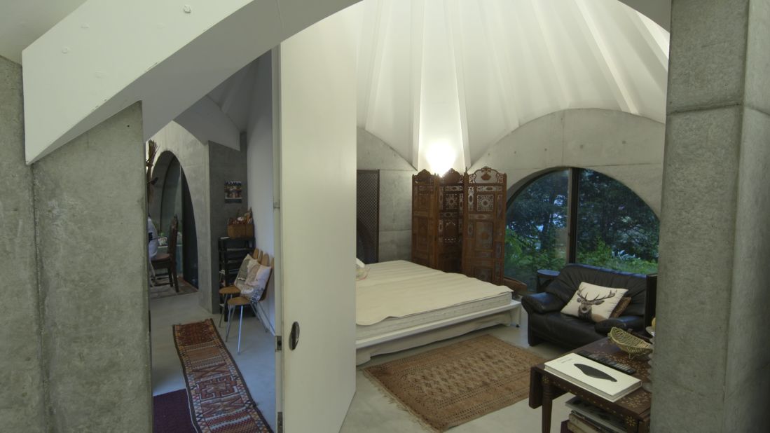 A guest room at Jikka, where visitors can stay.