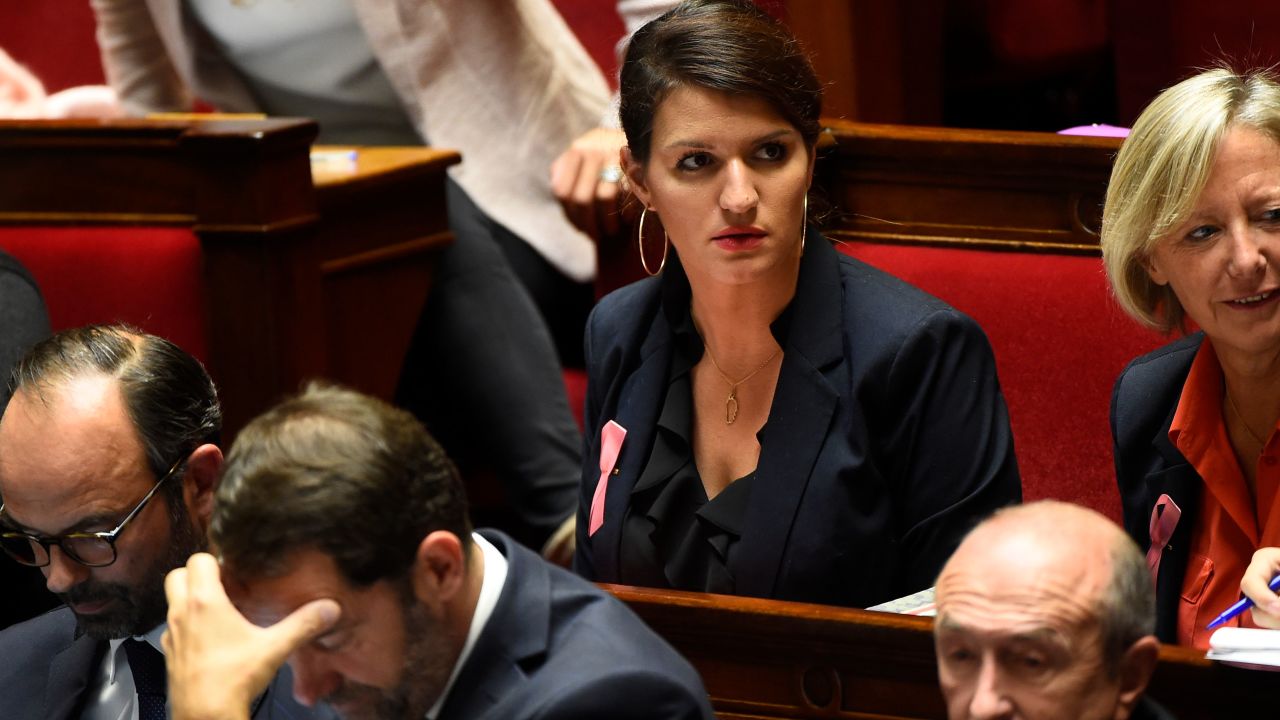 France's minister for gender equality, Marlene Schiappa (center), wants to ban catcalling.