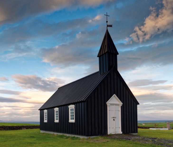 The Búðakirkja Church is one of only three black-painted religious structures in Iceland. The exterior was treated with black pitch (a technique which dates back to the Vikings) to achieve its distinctive look. 