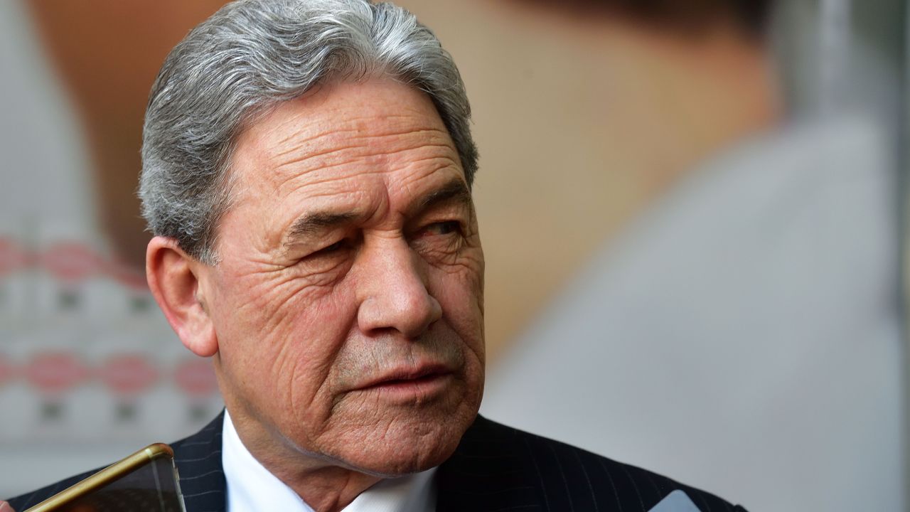 Winston Peters, leader of the New Zealand First party, speaks to the media outside Bowen House in Wellington on October 19, 2017. 