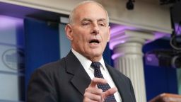 White House Chief of Staff John Kelly speaks to the media during the daily briefing in the Brady Press Briefing Room of the White House, Thursday, Oct. 19, 2017. (AP Photo/Pablo Martinez Monsivais)