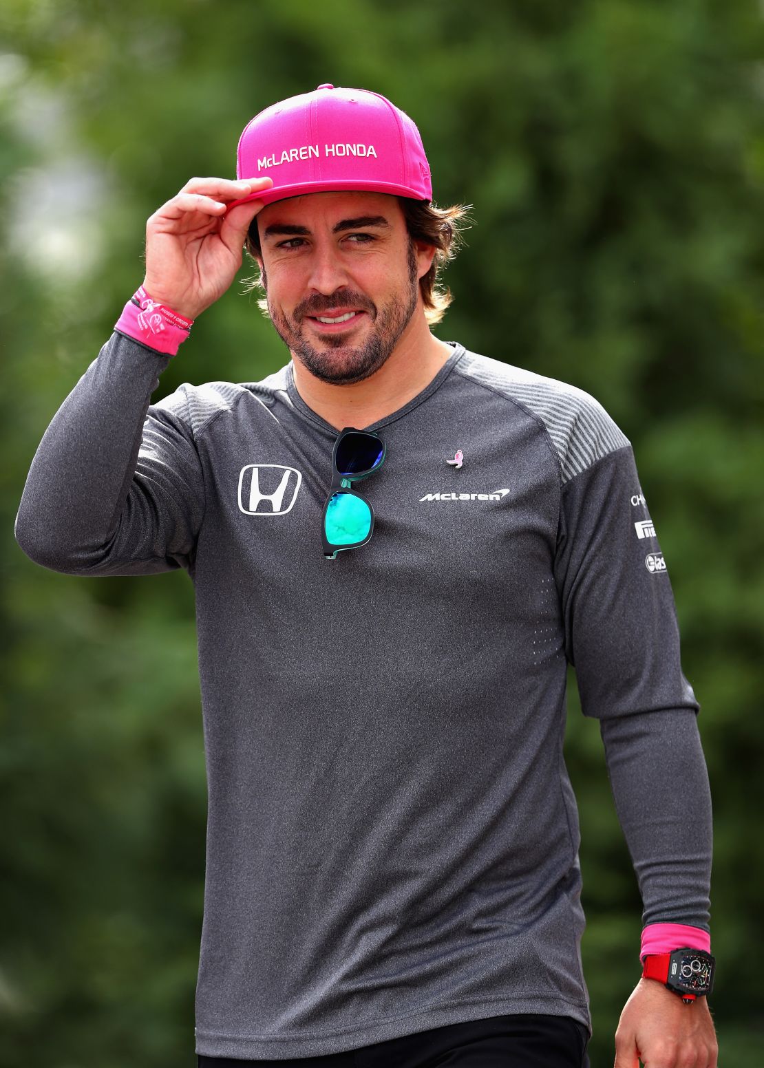 Fernando Alonso of Spain and McLaren Honda walks in the Paddock during previews ahead of the US Formula One Grand Prix at the Circuit of The Americas on October 19, 2017.