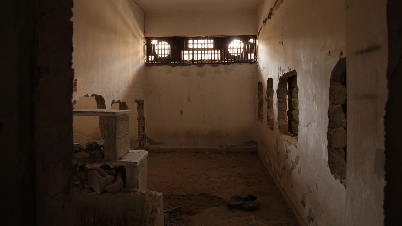 On the lower level of Raqqa's stadium, holes have been punched through the walls of rooms to create a kind of "rat run" for ISIS fighters.