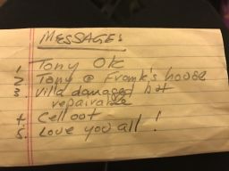 One of the many notes handed to CNN asking to relay information to families.