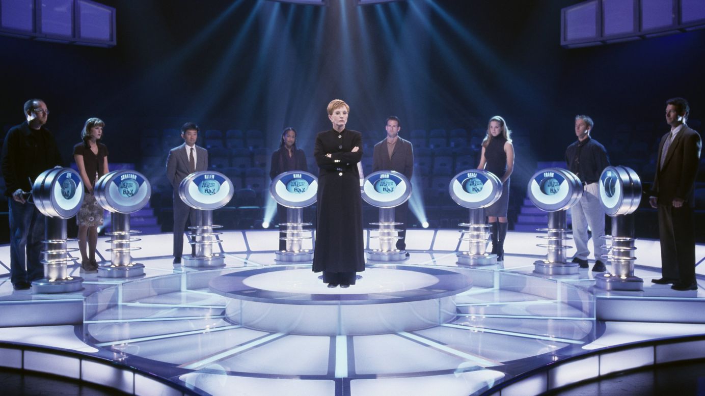 Quiz show "The Weakest Link" sees a team of contestants answering general knowledge questions for money. At the end of each round contestants vote out the weakest team member, and host Anne Robinson utters the catchphrase, "You are the weakest link, goodbye."<br /><br />The original British version broadcast in the UK from 2000 to 2012, and the format sold to just under 100 countries. <br />