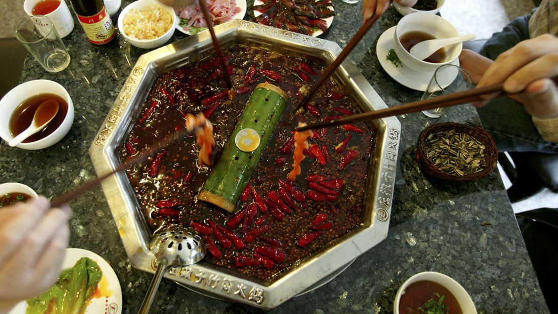 A hot pot restaurant in Chengdu.  