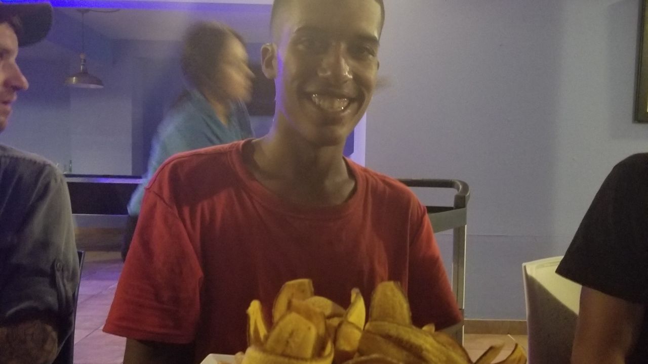 Christopher Rodrigez celebrated his birthday with a big platter of fried bananas and seafood.