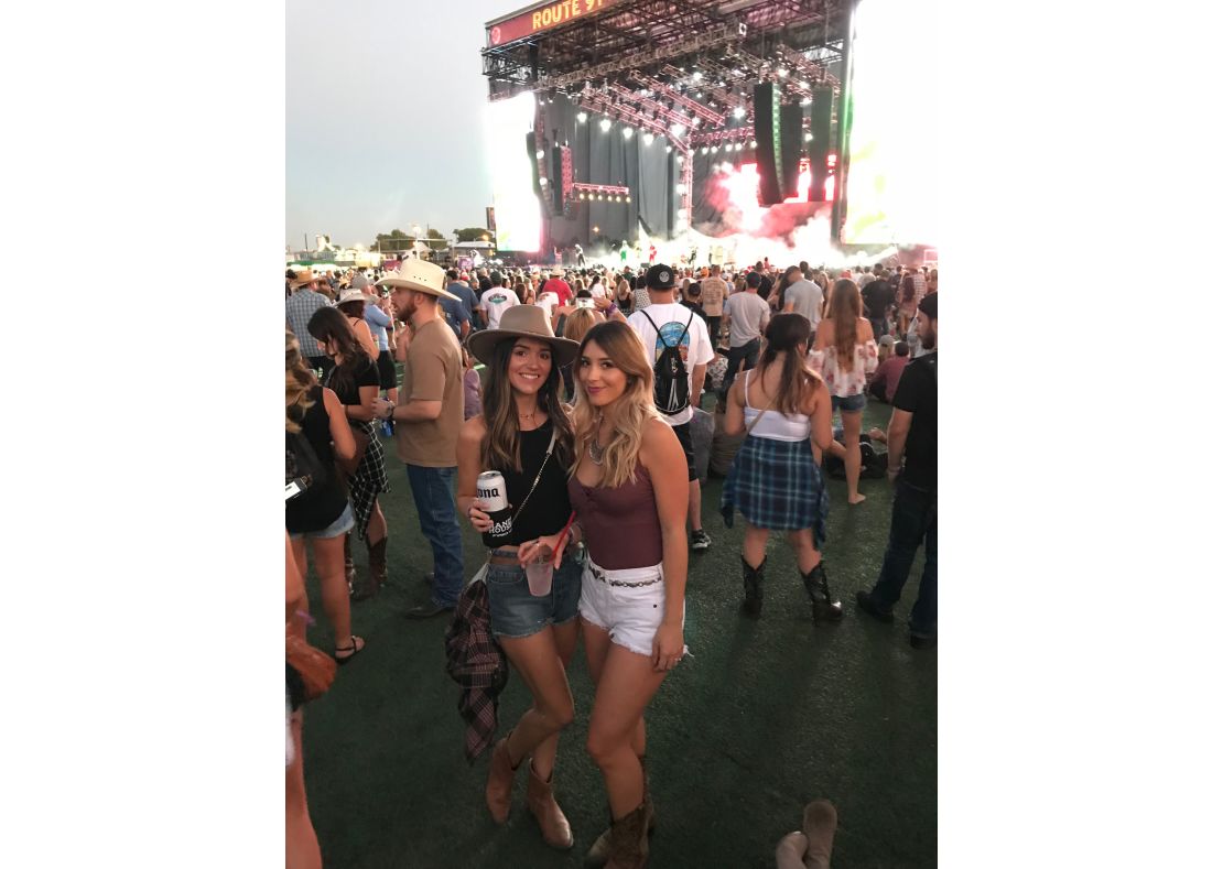 Athena Castilla, left, with her sister Andrea during the weekend of the
Route 91 Harvest country music festival in Las Vegas. Andrea was fatally shot at the festival the night of Sunday, October 1. (Photo provided by Castilla family)