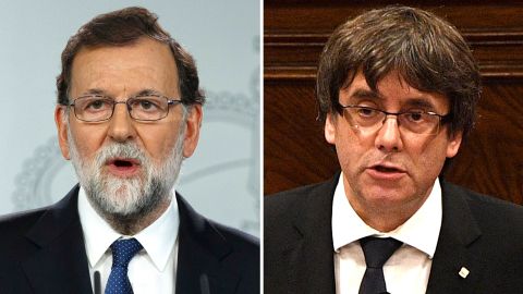 Rajoy (L) brought about the removal of Puigdemont (R) and other Catalan leaders.