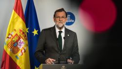 BRUSSELS, BELGIUM - OCTOBER 20:  Spain's Prime Minister Mariano Rajoy answers questions during a press conference on the second day of European Council meetings at the Council of the European Union building on October 20, 2017 in Brussels, Belgium. Britain's Prime Minister Theresa May attended meetings yesterday with the other 27 EU leaders, which concluded with a dinner speech, in which she asked that she could strike a Brexit deal that she can defend to UK voters.  (Photo by Dan Kitwood/Getty Images)