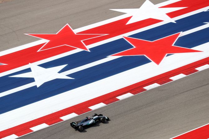 Lewis Hamilton on track at the Circuit of the Americas. The Briton came into the race with a 59-point lead over title rival Sebastian Vettel.