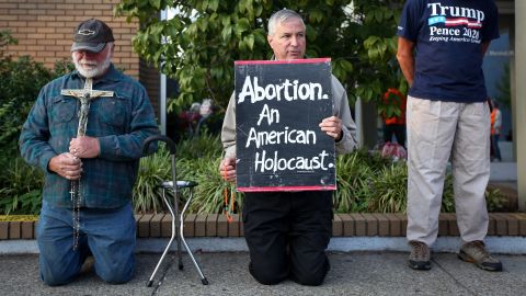 Anti-abortion demonstrators protest outside the EMW Women's Surgical Center in Louisville.