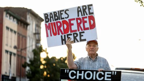 David Street demonstrates against abortion outside the EMW Women's Surgical Center in Louisville.