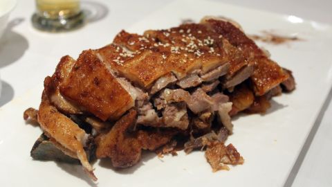 Crispy lamb belly served at Feitian Dasha, a restaurant run by the Gansu provincial government. 