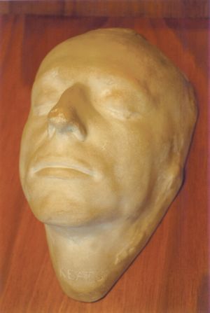 The romantic poet John Keats had his death mask cast shortly after his death in 1821. 