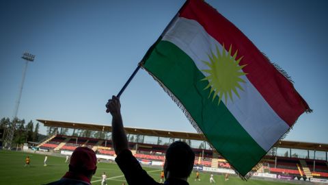Kurdish flag football match sweden