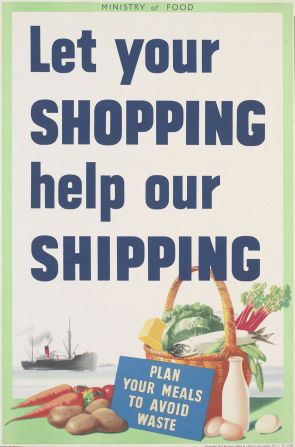 This poster from the same period was designed on behalf of the Ministry of Food to raise awareness of the avoidance of waste.