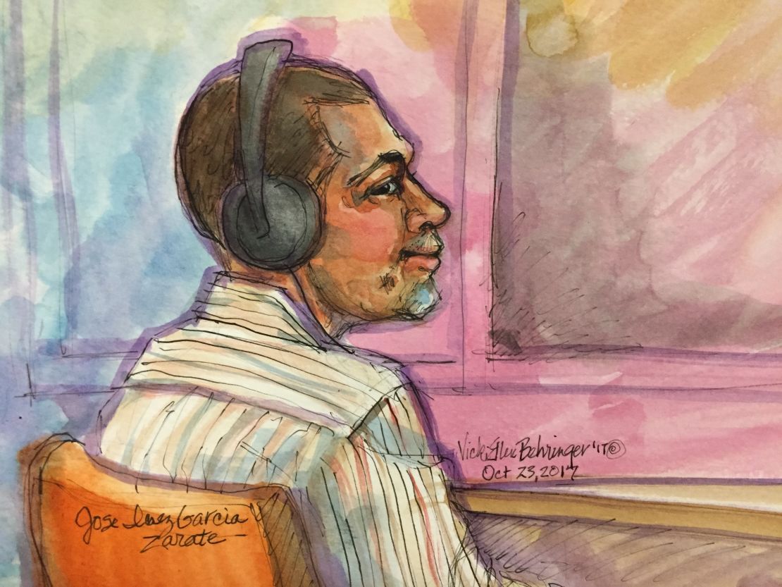 A court sketch of Jose Garcia Zarate, an undocumented Mexican immigrant on trial for the murder of Kate Steinle.
