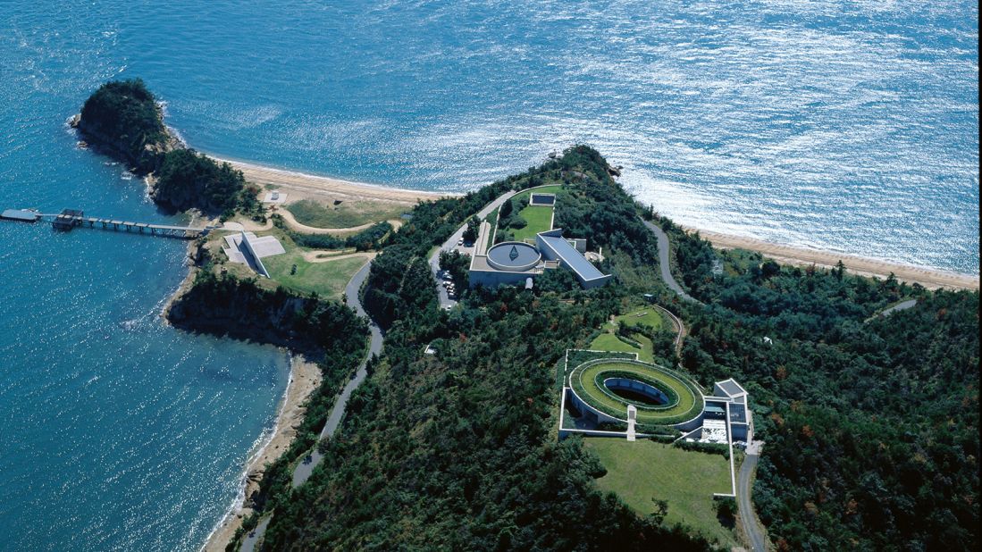 It is part of the Benesse Art Site Naoshima, seen here from above, which features the Benesse House Museum, the Oval, the Park and the Beach.