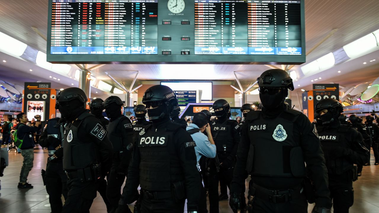 Malaysia's Special Task Force On Organised Crime (STAFOC) arrive to provide security.
