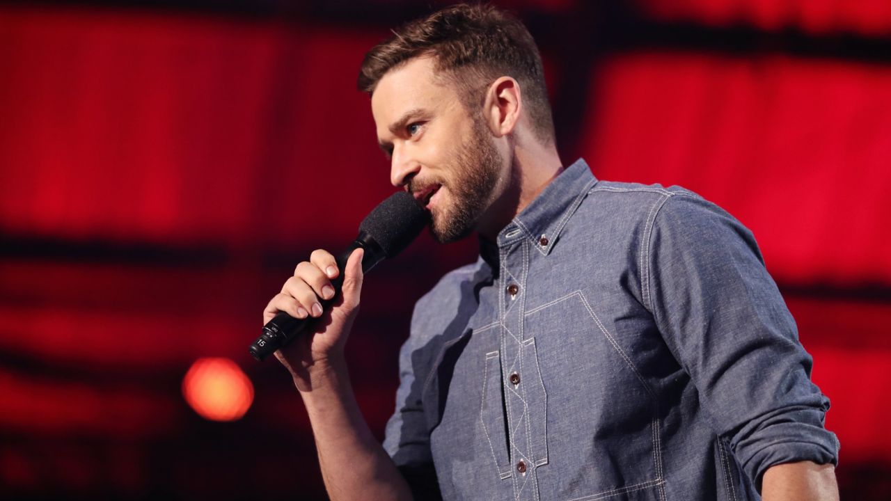 SANTA MONICA, CA - SEPTEMBER 08:  Justin Timberlake speaks on stage during XQ Super School Live, presented by EIF, at Barker Hangar on September 8, 2017 in Santa California.  (Photo by Christopher Polk/Getty Images for EIF)