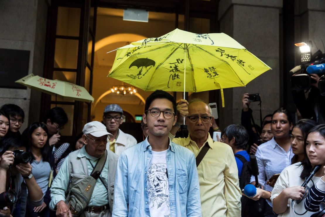 Pro-democracy activist Nathan Law leaves Hong Kong's Court of Final Appeal on Tuesday. 