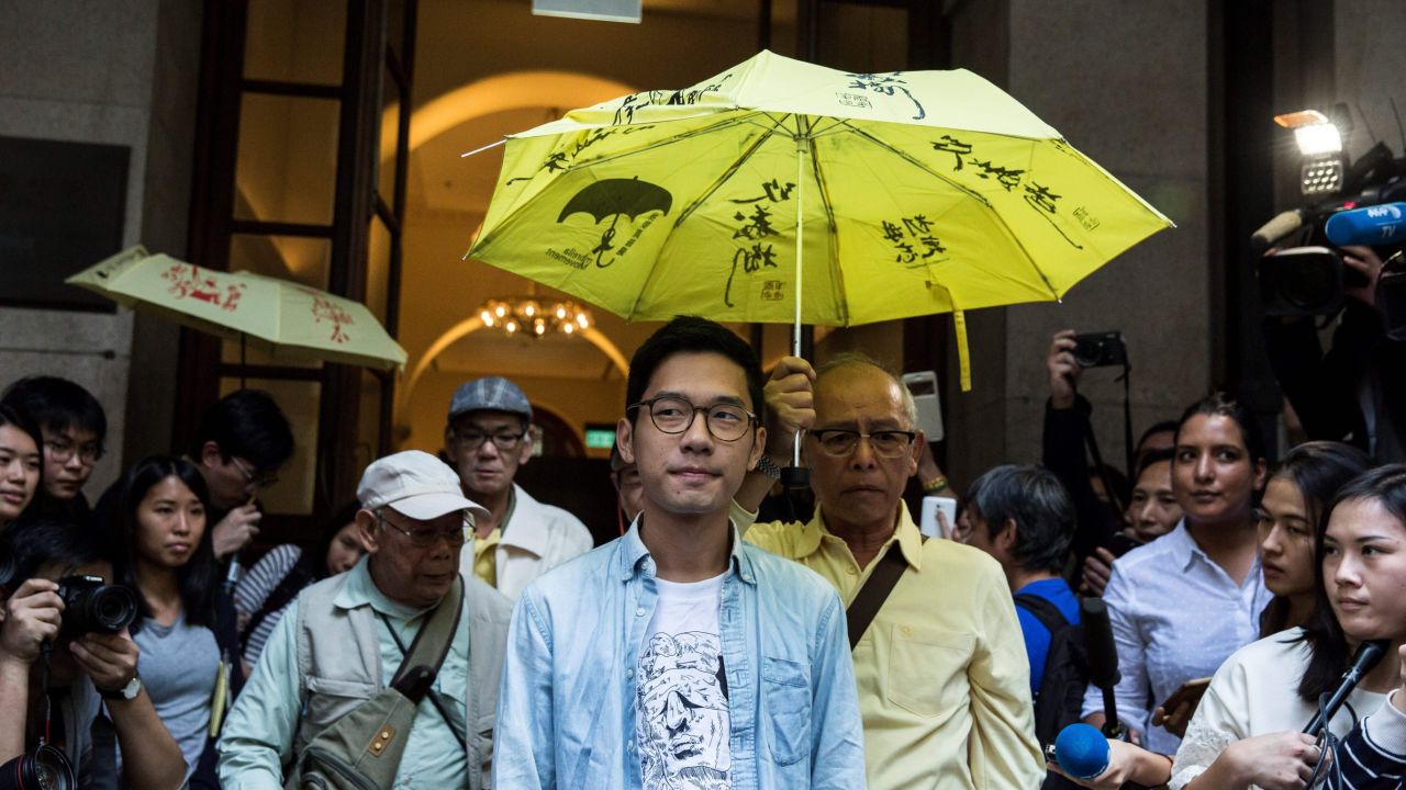 Pro-democracy activist Nathan Law leaves Hong Kong's Court of Final Appeal on Tuesday.