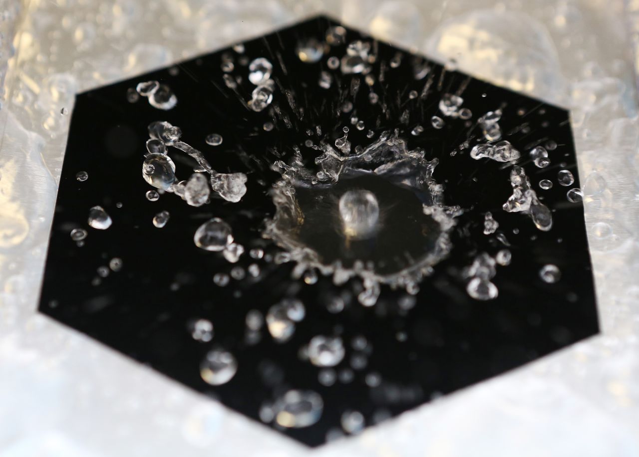 Even water refuses to interact with the material due to the super-hydrophobic surface.<br />